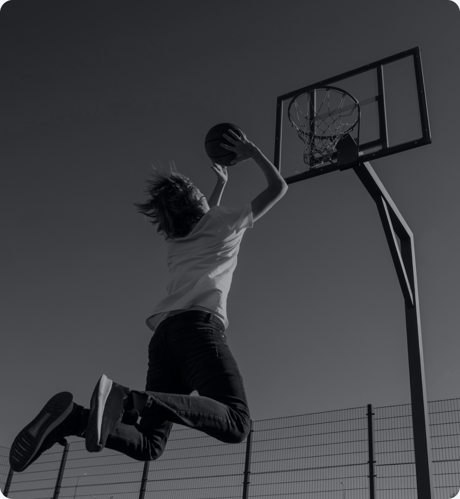 Basketball player jumping